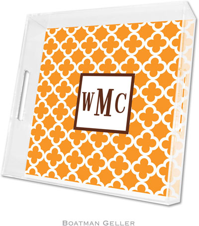 Boatman Geller - Create-Your-Own Personalized Lucite Trays (Bristol Tile Tangerine - Square) Boatman Geller - Create-Your-Own Personalized Lucite Trays (Bristol Tile Tangerine - Square)
