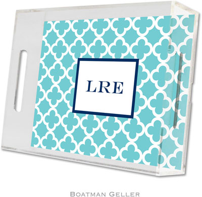 Boatman Geller - Create-Your-Own Personalized Lucite Trays (Bristol Tile Teal - Small) Boatman Geller - Create-Your-Own Personalized Lucite Trays (Bristol Tile Teal - Small)