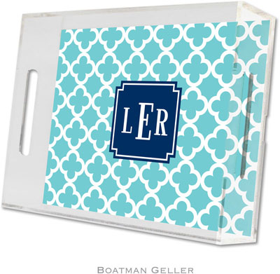 Boatman Geller - Create-Your-Own Personalized Lucite Trays (Bristol Tile Teal Preset - Small) Boatman Geller - Create-Your-Own Personalized Lucite Trays (Bristol Tile Teal Preset - Small)