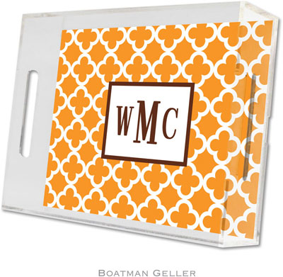 Boatman Geller - Create-Your-Own Personalized Lucite Trays (Bristol Tile Tangerine - Small) Boatman Geller - Create-Your-Own Personalized Lucite Trays (Bristol Tile Tangerine - Small)