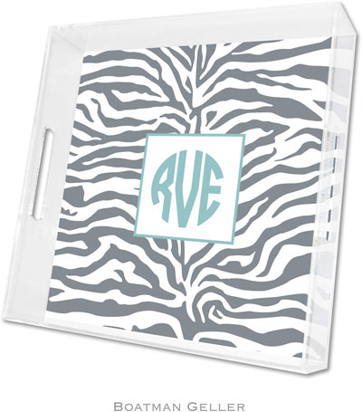 Boatman Geller - Create-Your-Own Personalized Lucite Trays (Zebra Gray - Square) Boatman Geller - Create-Your-Own Personalized Lucite Trays (Zebra Gray - Square)