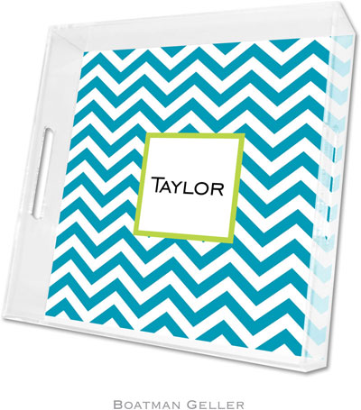 Boatman Geller - Create-Your-Own Personalized Lucite Trays (Chevron Turquoise - Square) Boatman Geller - Create-Your-Own Personalized Lucite Trays (Chevron Turquoise - Square)