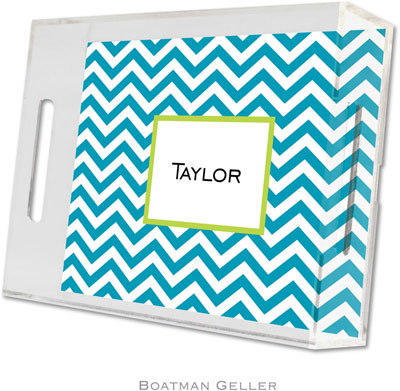 Boatman Geller - Create-Your-Own Personalized Lucite Trays (Chevron Turquoise - Small)