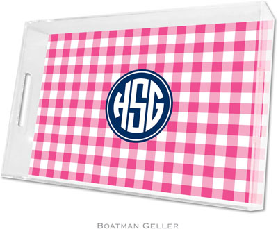 Boatman Geller - Create-Your-Own Personalized Lucite Trays (Classic Check Raspberry Preset - Large) Boatman Geller - Create-Your-Own Personalized Lucite Trays (Classic Check Raspberry Preset - Large)