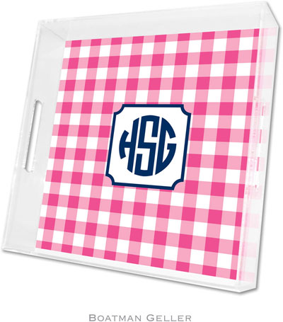 Boatman Geller - Create-Your-Own Personalized Lucite Trays (Classic Check Raspberry - Square) Boatman Geller - Create-Your-Own Personalized Lucite Trays (Classic Check Raspberry - Square)