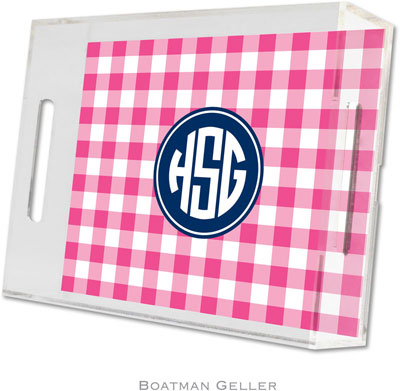 Boatman Geller - Create-Your-Own Personalized Lucite Trays (Classic Check Raspberry Preset - Small) Boatman Geller - Create-Your-Own Personalized Lucite Trays (Classic Check Raspberry Preset - Small)