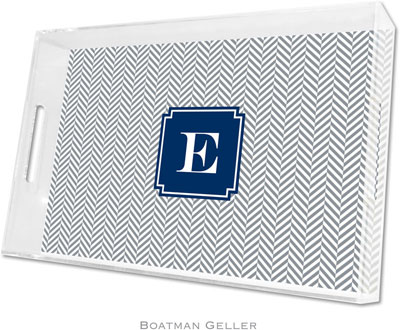 Boatman Geller - Create-Your-Own Personalized Lucite Trays (Herringbone Gray Preset - Large)