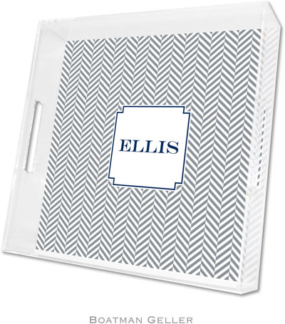 Boatman Geller - Create-Your-Own Personalized Lucite Trays (Herringbone Gray - Square) Boatman Geller - Create-Your-Own Personalized Lucite Trays (Herringbone Gray - Square)