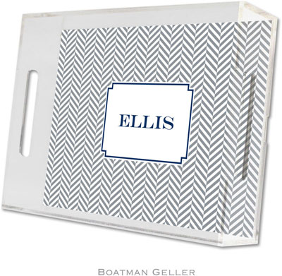 Boatman Geller - Create-Your-Own Personalized Lucite Trays (Herringbone Gray - Small) Boatman Geller - Create-Your-Own Personalized Lucite Trays (Herringbone Gray - Small)