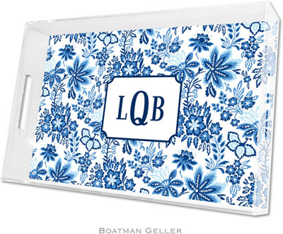 Boatman Geller Lucite Trays - Classic Floral Blue (Large - Panel)