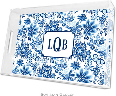 Boatman Geller Lucite Trays - Classic Floral Blue (Large - Panel) Boatman Geller Lucite Trays - Classic Floral Blue (Large - Panel)