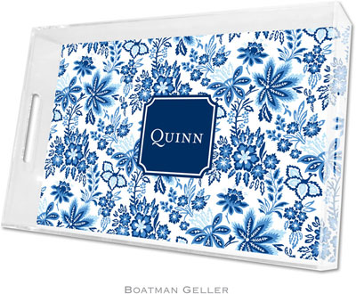 Boatman Geller Lucite Trays - Classic Floral Blue (Large - Pre-Set)