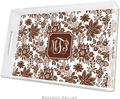 Boatman Geller Lucite Trays - Classic Floral Brown (Large - Pre-Set)