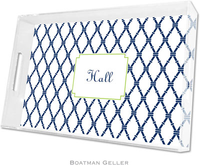 Boatman Geller Lucite Trays - Bamboo Navy & Green (Large - Panel) Boatman Geller Lucite Trays - Bamboo Navy & Green (Large - Panel)