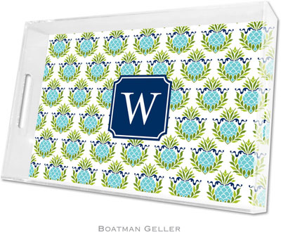 Boatman Geller Lucite Trays - Pineapple Repeat Teal (Large - Pre-Set) Boatman Geller Lucite Trays - Pineapple Repeat Teal (Large - Pre-Set)