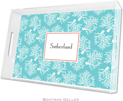 Boatman Geller Lucite Trays - Coral Repeat Teal (Large - Panel) Boatman Geller Lucite Trays - Coral Repeat Teal (Large - Panel)