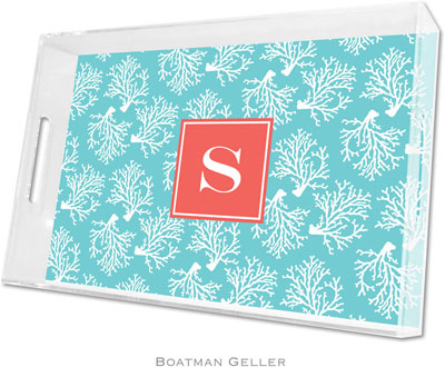 Boatman Geller Lucite Trays - Coral Repeat Teal (Large - Pre-Set) Boatman Geller Lucite Trays - Coral Repeat Teal (Large - Pre-Set)