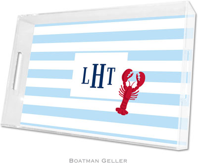 Boatman Geller Lucite Trays - Stripe Lobster (Large - Panel)