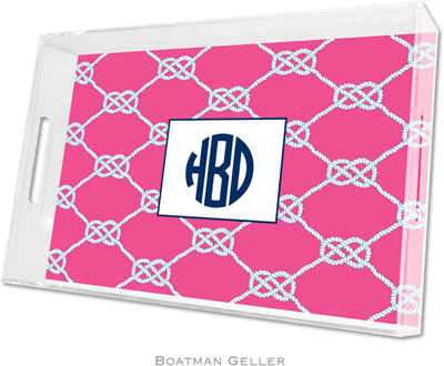 Boatman Geller Lucite Trays - Nautical Knot Raspberry (Large - Panel) Boatman Geller Lucite Trays - Nautical Knot Raspberry (Large - Panel)