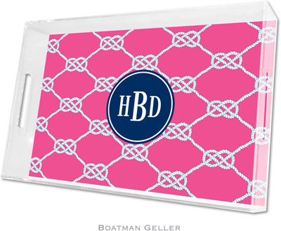 Boatman Geller Lucite Trays - Nautical Knot Raspberry (Large - Pre-Set) Boatman Geller Lucite Trays - Nautical Knot Raspberry (Large - Pre-Set)