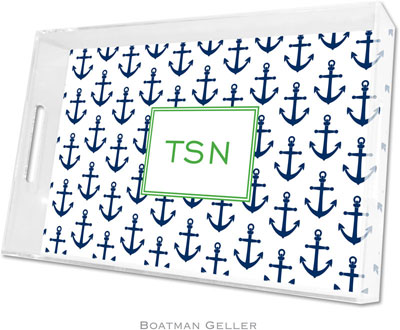 Boatman Geller Lucite Trays - Anchors Navy (Large - Panel)