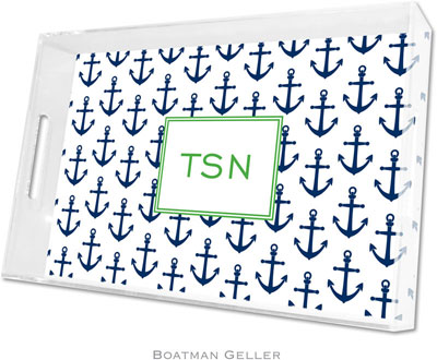Boatman Geller Lucite Trays - Anchors Navy (Large - Panel) Boatman Geller Lucite Trays - Anchors Navy (Large - Panel)