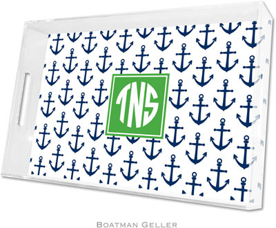 Boatman Geller Lucite Trays - Anchors Navy (Large - Pre-Set)