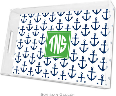 Boatman Geller Lucite Trays - Anchors Navy (Large - Pre-Set) Boatman Geller Lucite Trays - Anchors Navy (Large - Pre-Set)
