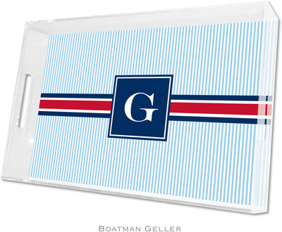 Boatman Geller Lucite Trays - Seersucker Band Red & Navy (Large - Panel) Boatman Geller Lucite Trays - Seersucker Band Red & Navy (Large - Panel)