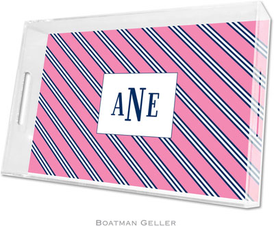 Boatman Geller Lucite Trays - Repp Tie Pink & Navy (Large - Panel) Boatman Geller Lucite Trays - Repp Tie Pink & Navy (Large - Panel)