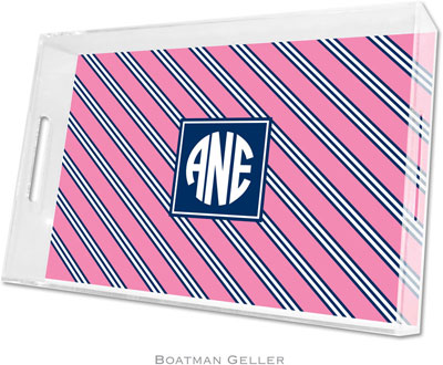 Boatman Geller Lucite Trays - Repp Tie Pink & Navy (Large - Pre-Set) Boatman Geller Lucite Trays - Repp Tie Pink & Navy (Large - Pre-Set)