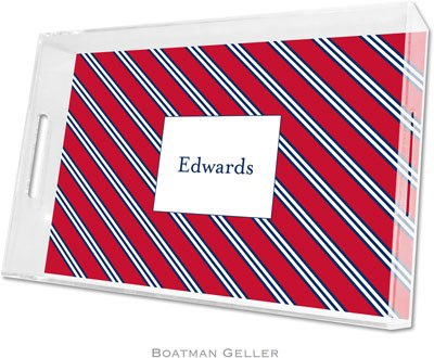 Boatman Geller Lucite Trays - Repp Tie Red & Navy (Large - Panel) Boatman Geller Lucite Trays - Repp Tie Red & Navy (Large - Panel)