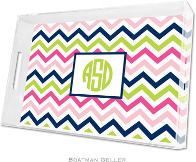 Boatman Geller Lucite Trays - Chevron Pink Navy & Lime (Large - Panel) Boatman Geller Lucite Trays - Chevron Pink Navy & Lime (Large - Panel)