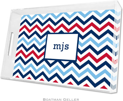 Boatman Geller Lucite Trays - Chevron Blue & Red (Large - Panel) Boatman Geller Lucite Trays - Chevron Blue & Red (Large - Panel)