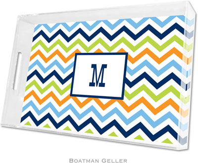 Boatman Geller Lucite Trays - Chevron Blue Orange & Lime (Large - Panel) Boatman Geller Lucite Trays - Chevron Blue Orange & Lime (Large - Panel)