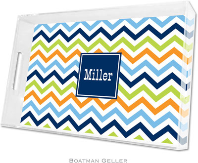 Boatman Geller Lucite Trays - Chevron Blue Orange & Lime (Large - Pre-Set) Boatman Geller Lucite Trays - Chevron Blue Orange & Lime (Large - Pre-Set)