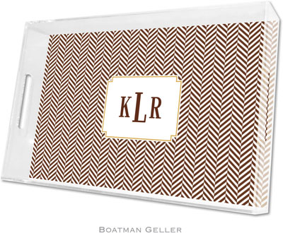 Boatman Geller Lucite Trays - Herringbone Chocolate (Large - Panel)