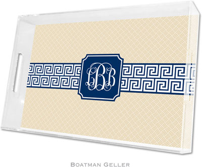 Boatman Geller Lucite Trays - Greek Key Band Navy (Large - Pre-Set) Boatman Geller Lucite Trays - Greek Key Band Navy (Large - Pre-Set)