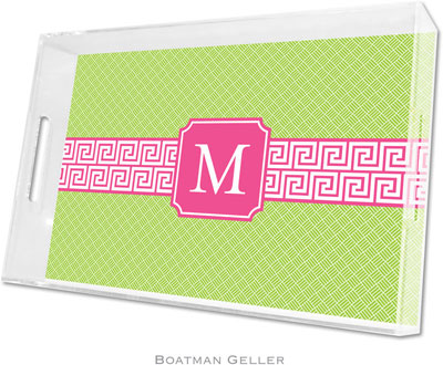 Boatman Geller Lucite Trays - Greek Key Band Pink (Large - Pre-Set) Boatman Geller Lucite Trays - Greek Key Band Pink (Large - Pre-Set)