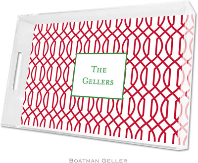 Boatman Geller Lucite Trays - Trellis Reverse Cherry (Large - Panel)