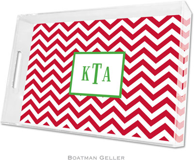 Boatman Geller Lucite Trays - Chevron Red (Large - Panel) Boatman Geller Lucite Trays - Chevron Red (Large - Panel)