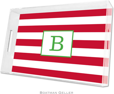Boatman Geller Lucite Trays - Awning Stripe Red (Large - Panel)