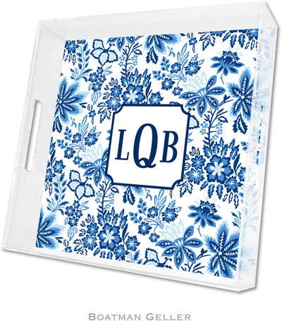 Boatman Geller Lucite Trays - Classic Floral Blue (Square - Panel)