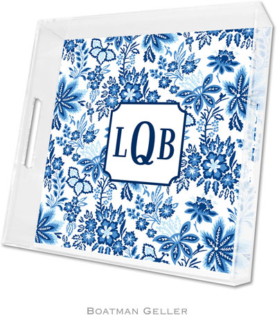 Boatman Geller Lucite Trays - Classic Floral Blue (Square - Panel) Boatman Geller Lucite Trays - Classic Floral Blue (Square - Panel)