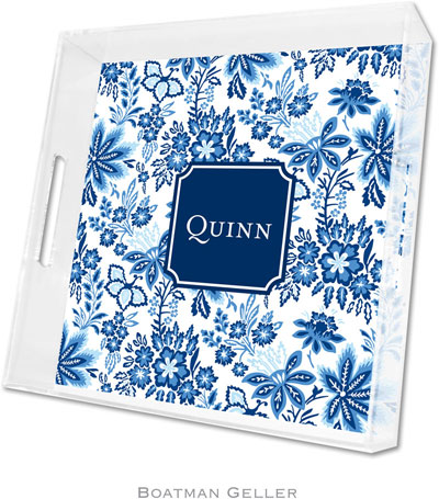 Boatman Geller Lucite Trays - Classic Floral Blue (Square - Pre-Set) Boatman Geller Lucite Trays - Classic Floral Blue (Square - Pre-Set)