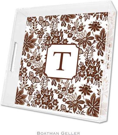 Boatman Geller Lucite Trays - Classic Floral Brown (Square - Panel) Boatman Geller Lucite Trays - Classic Floral Brown (Square - Panel)