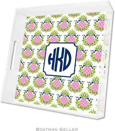 Boatman Geller Lucite Trays - Pineapple Repeat Pink (Square - Panel) Boatman Geller Lucite Trays - Pineapple Repeat Pink (Square - Panel)