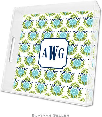 Boatman Geller Lucite Trays - Pineapple Repeat Teal (Square - Panel) Boatman Geller Lucite Trays - Pineapple Repeat Teal (Square - Panel)