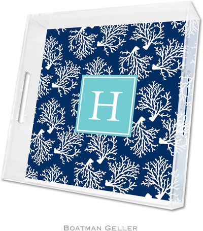 Boatman Geller Lucite Trays - Coral Repeat Navy (Square - Pre-Set) Boatman Geller Lucite Trays - Coral Repeat Navy (Square - Pre-Set)