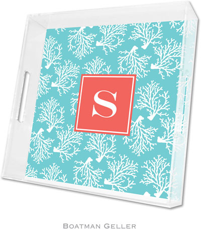 Boatman Geller Lucite Trays - Coral Repeat Teal (Square - Pre-Set) Boatman Geller Lucite Trays - Coral Repeat Teal (Square - Pre-Set)